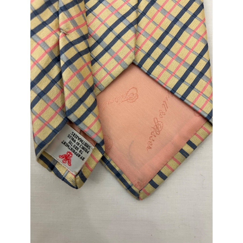 Turnbull & Asser London Beige Gray Cross Check Woven Men's Silk Tie Made England - Picture 3 of 6